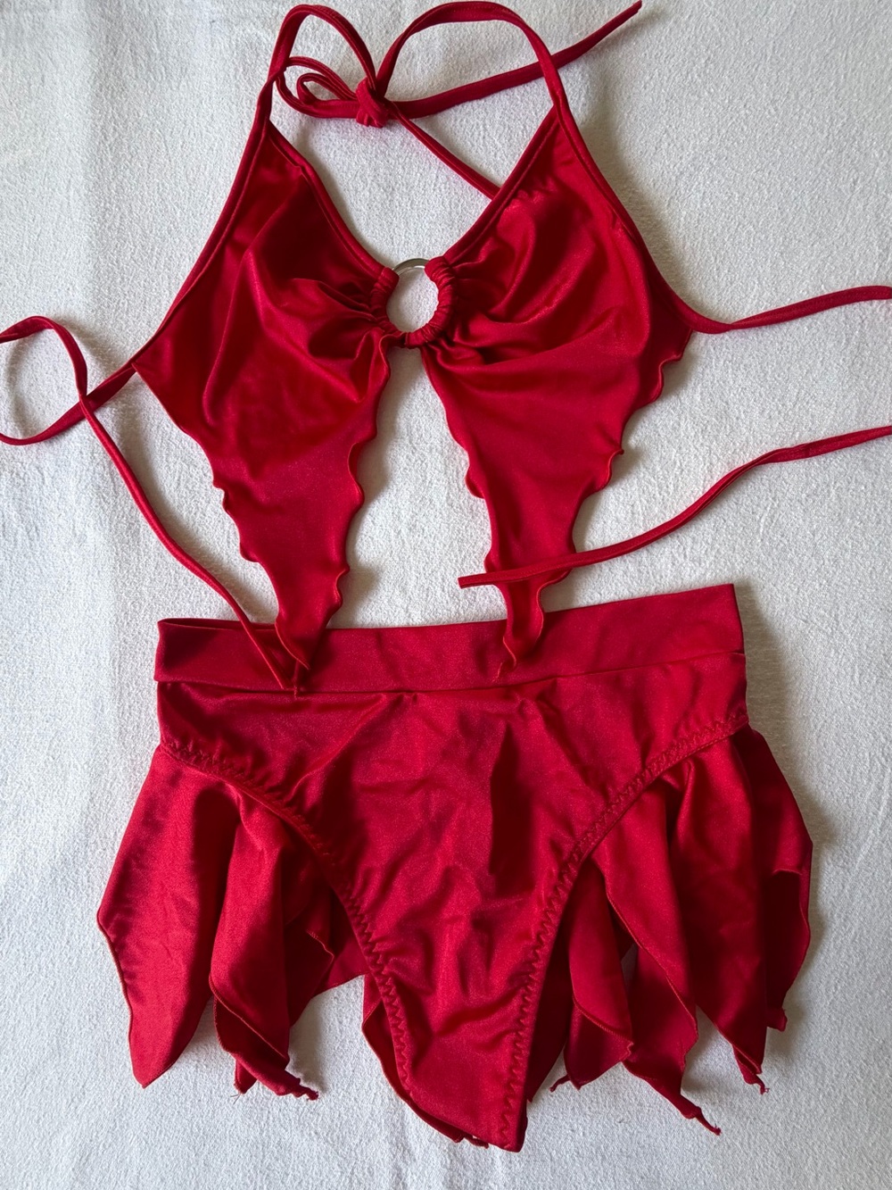Red Women's Two-Piece Body Language Festival Outfit SZ Medium